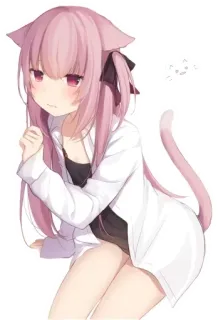 😦 アニメ, 猫耳, かわいい, 可愛い, ピンク髪 telegram sticker