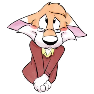 😚 Cartoon, Anthropomorph, Fuchs, Charakter, Süß, Errötend, Brille telegram sticker
