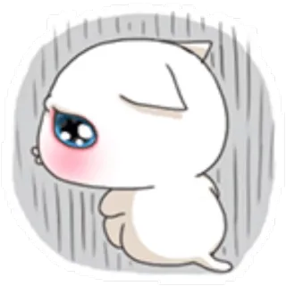 😟 triste, pleurer, mignon, chat, blanc, animé, dessin animé telegram sticker