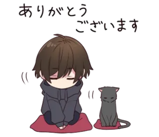 😞 ありがとうございます Anime, Personagem, Gato, Obrigado, Japonês, Kawaii, Fofo telegram sticker