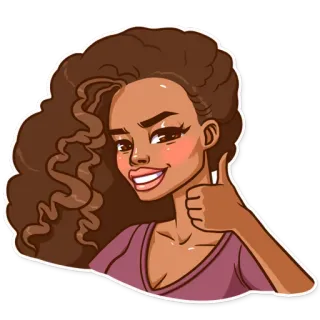👍 woman, thumbs up, approval, good, positive, curly hair telegram sticker