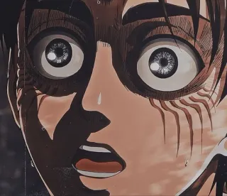 😨 Eren Yeager Attack on Titan anime, horror, eren yeager, scared, attack on titan telegram sticker