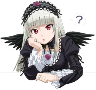 ❔ Аниме, Готика, Вопрос, Милый, Девушка, Ангел telegram sticker