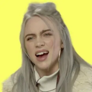 💧 Billie Eilish Billie Eilish, นักร้อง, ป๊อป, คนดัง, ผู้หญิง, ผมบลอนด์ telegram sticker