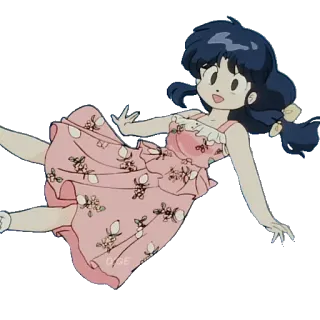 🙃 Akane Tendo Ranma ½ anime, chica, linda, rosa, vestido whatsapp sticker