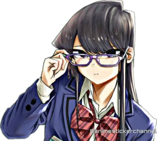 🤓 Komi Shouko Komi Can't Communicate @animestickerchannel Anime, Manga, Schooluniform, Bril, Schattig, Komi Can't Communicate, Komi Shouko whatsapp sticker