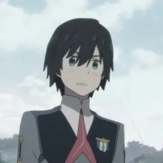 🍓 Anime, Personnage, Garçon, Uniforme, Triste, Hiro telegram sticker