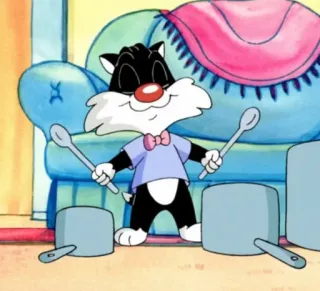 🧃 Sylvester Looney Tunes dessin animé, chat, Sylvestre, Looney Tunes, batteur telegram sticker