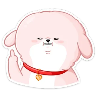 🖕 chien, mignon, doigt d'honneur, offensant, dessin animé, autocollant telegram sticker