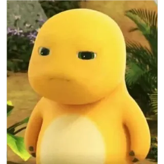 😀 dinosaur, yellow, cute, cartoon, sad whatsapp sticker