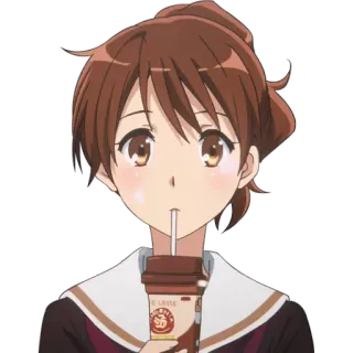 🥛 Anime, Mädchen, Getränk, Kaffee, Süß, Cartoon telegram sticker