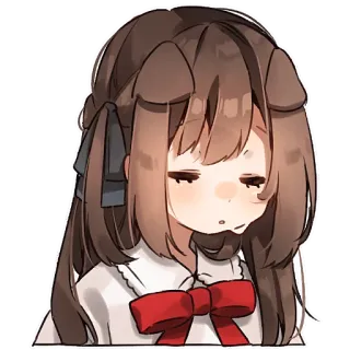 😑 アニメガール, 悲しい, 可愛い, リボン, 犬耳, 女の子 telegram sticker