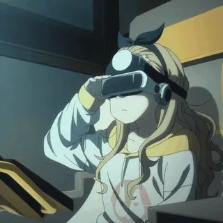 😎 Аниме, Виртуальная Реальность, VR, VR Шлем, Девушка, Мультфильм telegram sticker