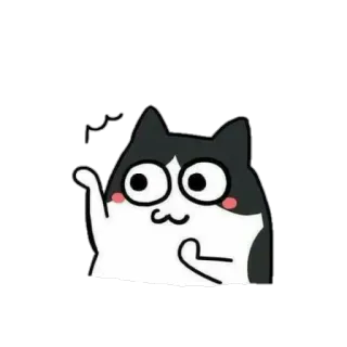🐱 cat, animal, cartoon, cute, black and white, waving telegram sticker