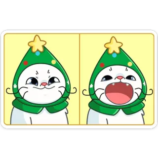 😐 кот, стикер, смешной, милый, животное, иллюстрация, рождество, зима telegram sticker