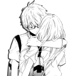 💙 Anime, Manga, Couple, Câlin, Romance, Croquis telegram sticker