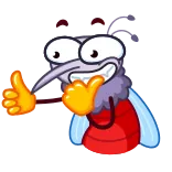 👍 Komar, Kreskówka, Zabawne, Owady, Kciuk w górę telegram sticker