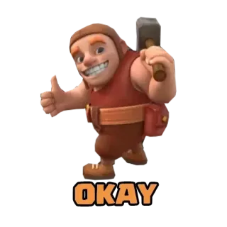 💝 OKAY kreskówka, kciuk w górę, ok, akceptacja, młotek telegram sticker