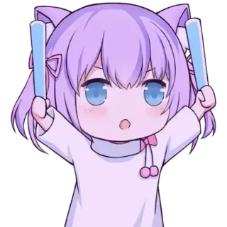 💗 anime, cute, chibi, kawaii, purple hair, girl telegram sticker