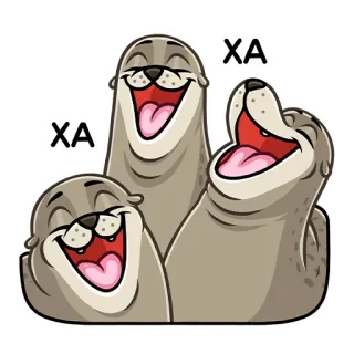 😀 ХА ridere, foche, cartoni animati, animali, felice telegram sticker