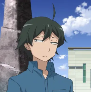 🥀 Hachiman Hikigaya My Teen Romantic Comedy SNAFU Anime, Personagem, Masculino, Expressão, Escola telegram sticker