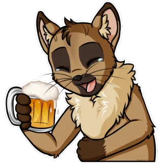 🍺 animale, cartone animato, lontra, birra, bevanda, divertimento, animato whatsapp sticker