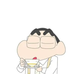 ☕️ Shin-chan Nohara Crayon Shin-chan การ์ตูน, ชา, แว่นตา, ดื่ม, อนิเมะ telegram sticker