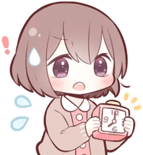 ⏰ Аниме, Девушка, Будильник, нервный/ая, Мультфильм, милый/ая telegram sticker