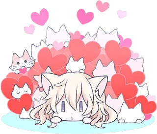 ❤️ Katze, Herzen, süß, kawaii, Anime telegram sticker