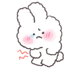 💬 coelho, triste, desenho animado, fofo, coelho, kawaii, emocional whatsapp sticker