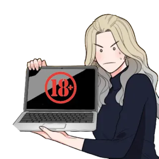 🔞 18+ 연령 제한, 성인 콘텐츠, 경고, 컴퓨터 telegram sticker