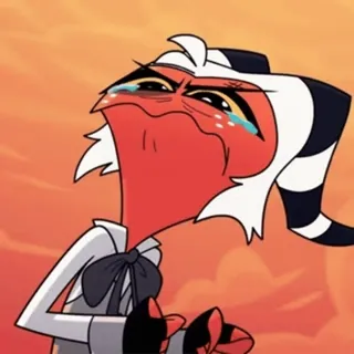 😥 Moxxie Helluva Boss Kartun, Menangis, Helluva Boss, Moxxie, Sedih telegram sticker