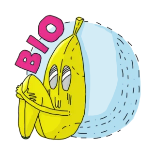 😧 BIO banan, słodkie, kreskówka, owoc, jedzenie, kawaii telegram sticker