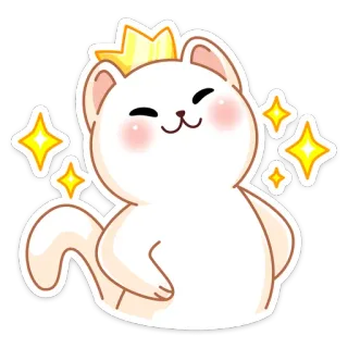 👸 кот, корона, милый, животное, наклейка, мультфильм, каваий, блеск telegram sticker