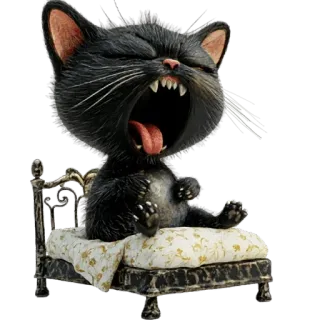🥱 kot, zwierzę, ziewanie, śpiący, słodki, kreskówka whatsapp sticker