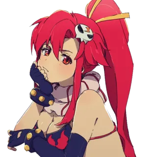 🤔 Yoko Littner Gurren Lagann anime, red hair, skull, Yoko Littner, Gurren Lagann, character telegram sticker