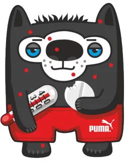 💊 PUMA. Desenho animado, Doente, Termômetro, Pílulas, Puma, Personagem de desenho animado, Doença telegram sticker