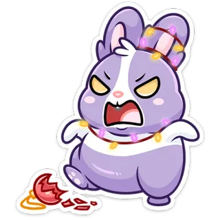 😡 conejo, enojado, lindo, dibujos animados, pascua, conejo, huevo telegram sticker