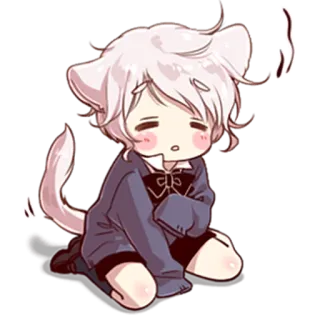 😓 Anime, Katzenjunge, Niedlich, Kawaii, Chibi, Sticker telegram sticker