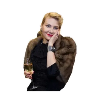 ☺️ Frau, Pelzmantel, Champagner, Glas, blond, Glamour, elegant telegram sticker