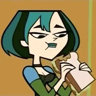 🐉 Gwen Total Drama Island dibujos animados, animado, adolescente, comiendo, sándwich, gwen, total drama island whatsapp sticker