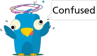 😲 Confused confuso, tonto, desenho animado, pássaro, expressão, sentimento, emoção telegram sticker