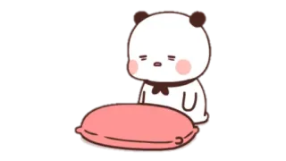 🍩 Panda, Süß, Kissen, Schläfrig, Cartoon, Tier telegram sticker