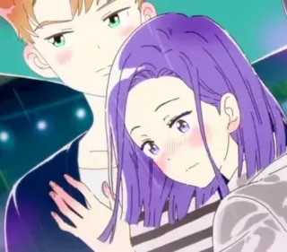 😳 anime, couple, romance, cute, digital art, illustration, blush, cartoon whatsapp sticker
