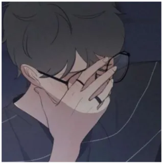 😳 smutny, anime, okulary, chłopak telegram sticker