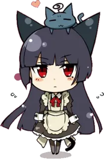 😾 Anime, Chibi, Kucing, Maid, Lucu, Kawaii telegram sticker