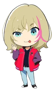 🤔 Anime, Chibi, Niedlich, Cartoon, Aufkleber, Jacke, Blond, Blaue Augen telegram sticker