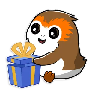 🎁 Porg Star Wars 波格鸟, 星球大战, 动物, 可爱, 礼物, 卡通, 科幻 whatsapp sticker