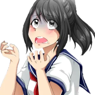 😤 Ayano Aishi Yandere Simulator Anime, Écolière, Yandere, Horreur, Effrayé(e), Choqué(e) telegram sticker