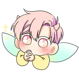 ✨ kawaii, fofo, anjo, chibi, anime, mangá, cabelo rosa, brilho whatsapp sticker